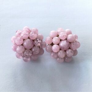 Vintage Pink Beaded Earrings